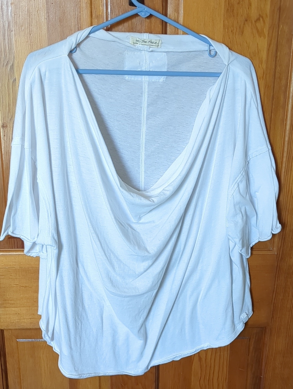 We The Free White Draped Cowl Neck Blouse White XL